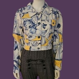 Vtg Tru Supply Butterfly Floral Patchwork Cropped Baddie Festival Jacket